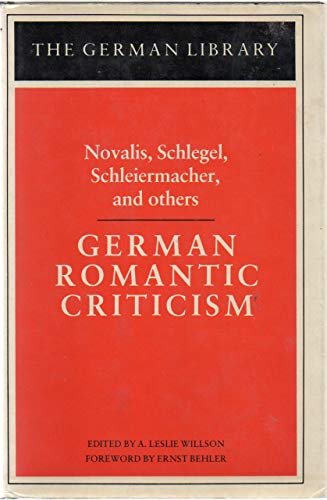 Stock image for German Romantic Criticism for sale by Better World Books