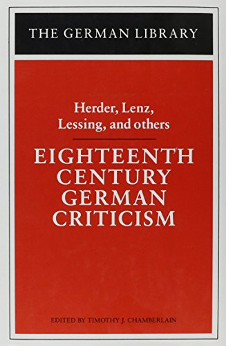 Stock image for Eighteenth Century German Criticism (German Library) for sale by Phatpocket Limited