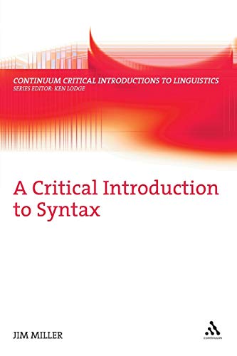 Beispielbild fr A Critical Introduction to Syntax zum Verkauf von Chiron Media