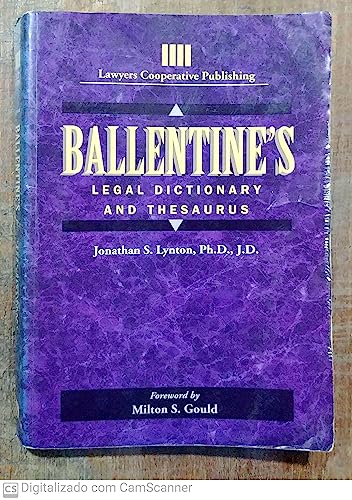 Imagen de archivo de Ballentine's Legal Dictionary/Thesaurus (Lawyers Cooperative Publishing) a la venta por Gulf Coast Books