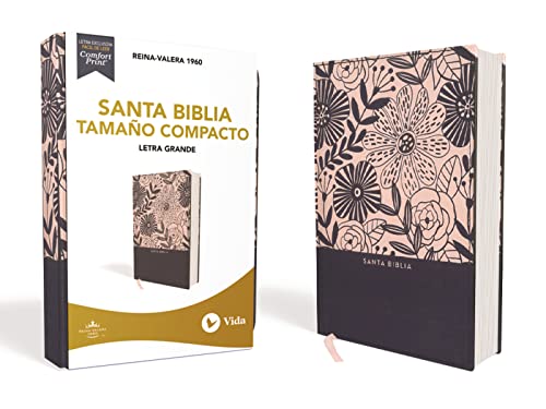 Stock image for RVR60 Santa Biblia, Letra Grande, Tamao Compacto, Tapa Dura/Tela, Azul Floral, Edicin Letra Roja (Spanish Edition) for sale by Your Online Bookstore