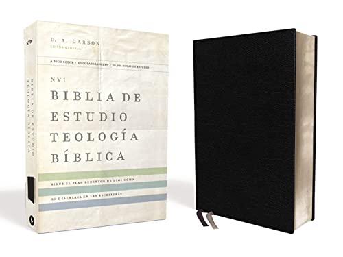 Stock image for Santa Biblia/ Holy Bible: Nueva Version International, Piel Reciclada, Negro, Interior a Cuatro Colores, Biblia De Estudio, Teologa Bblica: Sigue el plan redentor de Dios com for sale by Revaluation Books