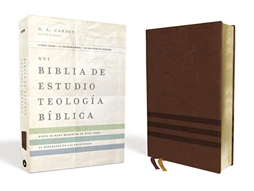 Stock image for Biblia De Estudio Teologa Bblica: Nueva Version International, Caf Leathersoft: Sigue el plan redentor de Dios como se desenlaza en las Escrituras for sale by Revaluation Books