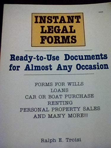 Beispielbild fr Instant Legal Forms: Ready-To-Use Documents for Almost Any Occasion zum Verkauf von Wonder Book
