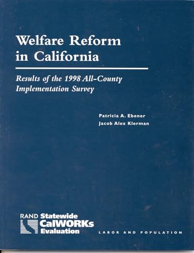 Imagen de archivo de Welfare Reform in California Format: Paperback a la venta por INDOO