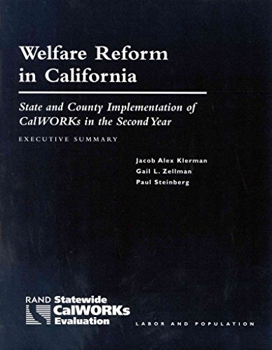 Stock image for Welfare Reform in California for sale by Kennys Bookshop and Art Galleries Ltd.