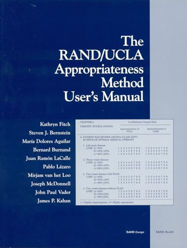 Imagen de archivo de The RAND/UCLA Appropriateness Method User's Manual a la venta por Better World Books