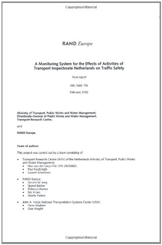 Monitoring System for the Effects of Activities of Transport Inspectorate Netherlands on Traffic Safety (9780833033291) by Gerard De Jong