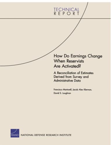 Imagen de archivo de How Do Earnings Change When Reservists are Activated?: A Reconciliation of Estimates Derived from Survey and Administrative Data a la venta por Revaluation Books