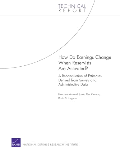 How Do Earnings Change When Reservists Are Activated? A Reconciliation of Estimates Derived from Survey and Administrative Data (Technical Report) (9780833044747) by Martorell, Francisco; Klerman, Jacob Alex; Loughran, David S.