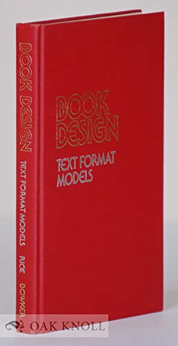 Beispielbild fr Book Design: Text Format Models zum Verkauf von Wonder Book