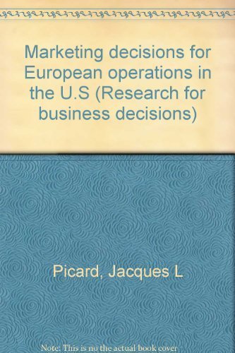 9780835709576: Marketing decisions for European operations in the U.S (Research for business decisions)