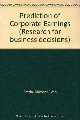 Imagen de archivo de The Prediction of Corporate Earnings a la venta por Better World Books