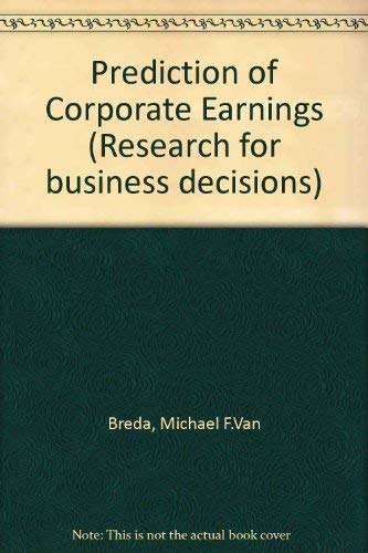 Stock image for The Prediction of Corporate Earnings for sale by Better World Books