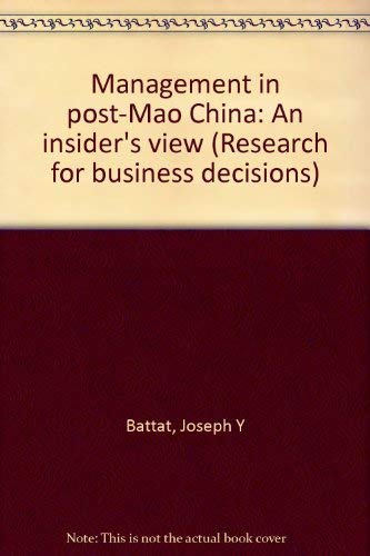 Imagen de archivo de Management in Post-Mao China : An Insider's View a la venta por Better World Books