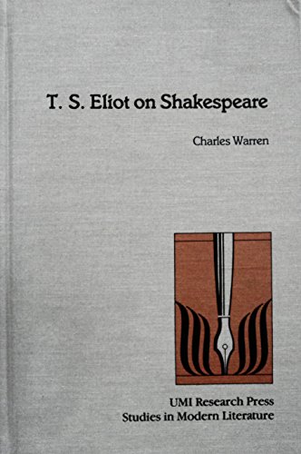 Beispielbild fr T. S. Eliot on Shakespeare zum Verkauf von Better World Books