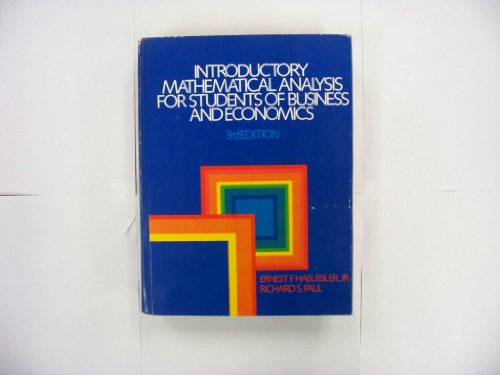 Imagen de archivo de Introductory Mathematical Analysis for Students of Business and Economics a la venta por BookHolders