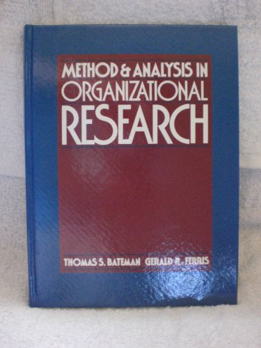 Imagen de archivo de Methods and Analysis in Organization Research a la venta por Better World Books