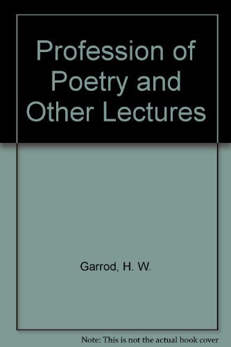 Stock image for Profession of Poetry and Other Lectures for sale by Hawking Books