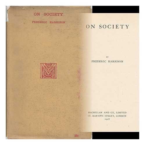 Imagen de archivo de ON SOCIETY a la venta por Neil Shillington: Bookdealer/Booksearch