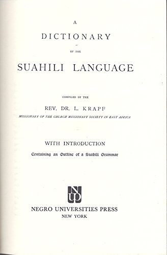 Beispielbild fr A Dictionary of the Suahili Language zum Verkauf von RPL Library Store