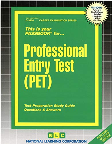 Beispielbild fr This Is Your Passbook for Professional Entry Test (Pet) Passbook: Test Preparation Study Guide Questions & Answers (Career Examination Series) zum Verkauf von HPB-Red