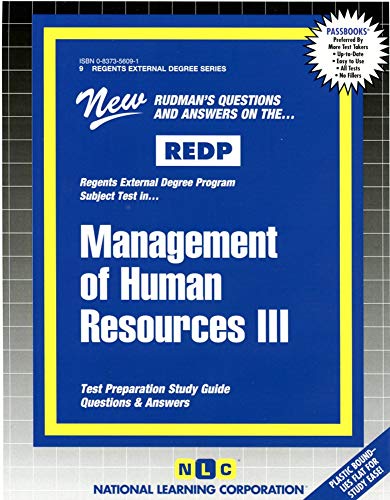 9780837356099: Management of Human Resources III: Passbooks Study Guide