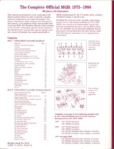 The Complete Official MGB, 1975-1980: Comprising the Official Driver's Handbook, Workshop Manual (9780837601120) by British Leyland Motors