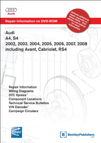 9780837613789: Audi A4, S4 2002, 2003, 2004, 2005, 2006, 2007, 2008 Includes Avant, Cabriolet, RS4 Repair Manual on DVD-ROM (Windows 2000/XP)