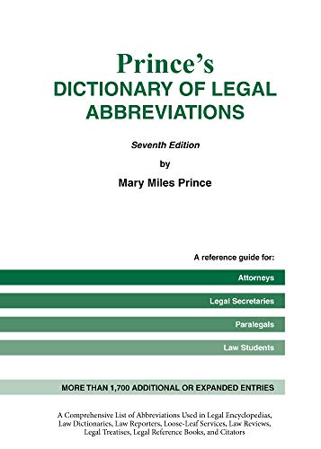 Beispielbild fr Prince's Bieber Dictionary of Legal Abbreviations zum Verkauf von SecondSale