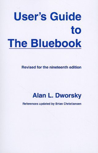 Beispielbild fr User's Guide to the Bluebook zum Verkauf von BooksRun