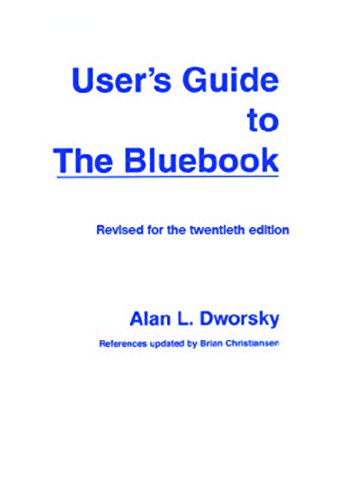 Beispielbild fr User's Guide to the "Bluebook" zum Verkauf von Better World Books