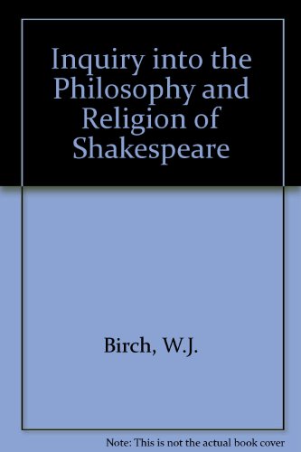 9780838315699: Inquiry into the Philosophy and Religion of Shakespeare