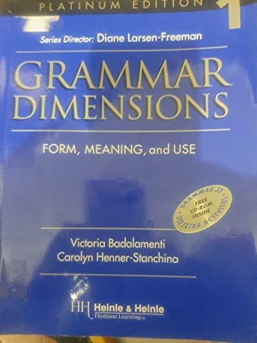 Stock image for Grammar Dimensions 1, Platinum Edition: Form, Meaning, and Use for sale by SecondSale