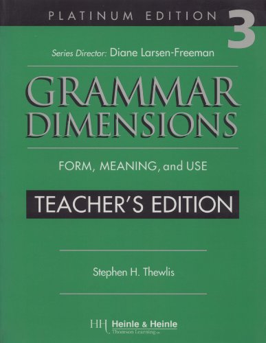 Beispielbild fr Grammar Dimensions, Teacher's Edition, Vol. 3 zum Verkauf von HPB-Red