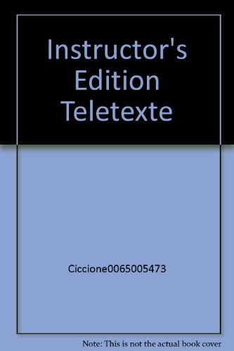 Instructor's Edition Teletexte - Ciccione0065005473, Anthony A. Ciccone