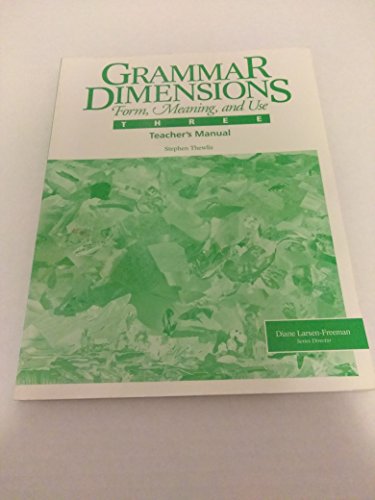 Stock image for Grammar Dimensions : Form, Meaning and Use for sale by Better World Books