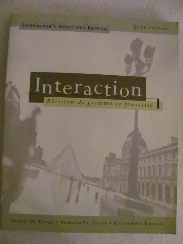 Beispielbild fr Interaction: Revision De Grammaire Francaise : Instructor's Annotated Edition (English and French Edition) zum Verkauf von SecondSale