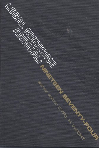 Imagen de archivo de Legal Medicine Annual 1974 a la venta por Wonder Book