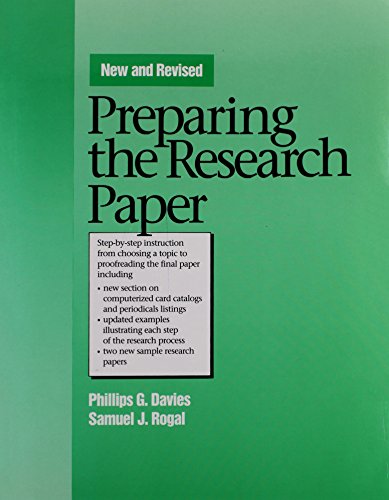 Stock image for Preparing the Research Paper for sale by Better World Books