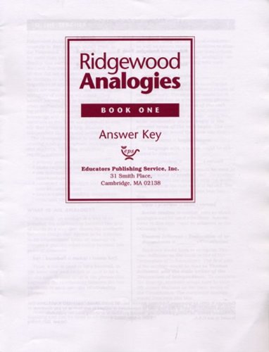 Stock image for Ridgewood Analogies, Book One, Answer Key for sale by SecondSale