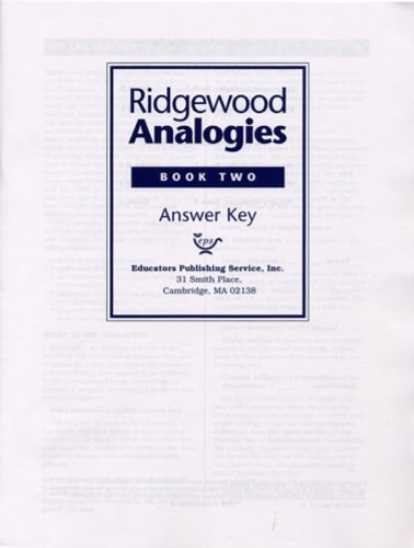 9780838822937: Ridgewood Analogies, Book Two, Answer Key