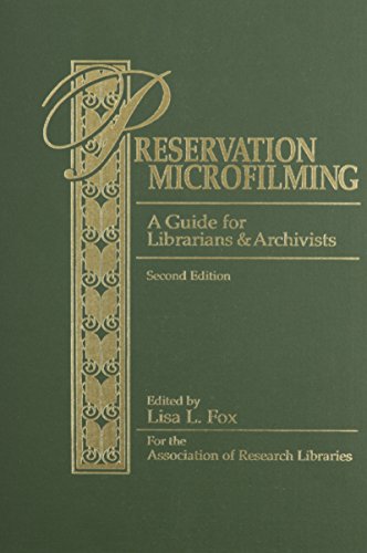 Imagen de archivo de Preservation Microfilming: A Guide for Librarians and Archivists a la venta por HPB-Red