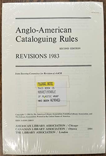 Stock image for Anglo-American cataloguing rules, second edition" for sale by Hawking Books