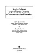 9780839117148: Single Subject Experimental Designs in Communicative Disorders