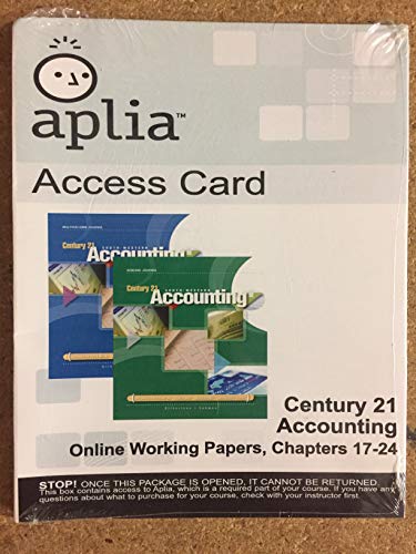 Online Working Papers, Chapters 17-24 Printed Access Card for Gilbertson/Lehman's Century 21 Accounting, 9th (9780840062093) by Gilbertson, Claudia Bienias; Lehman, Mark W.