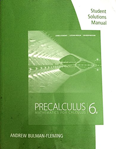 Stock image for Student Solutions Manual for Stewart/Redlin/Watson's Precalculus: Mathematics for Calculus, 6th for sale by Ergodebooks