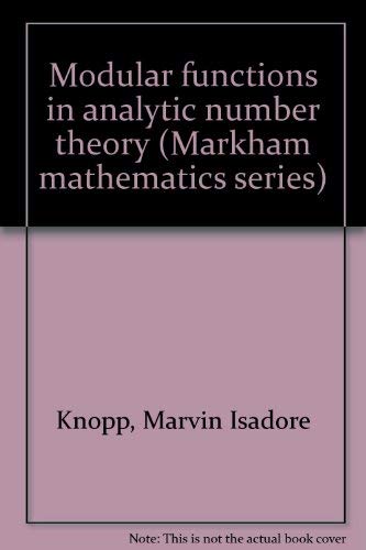 9780841010000: Modular Functions in Analytic Number Theory
