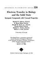 Imagen de archivo de Electron Transfer in Biology and the Solid State: Inorganic Compounds with Unusual Properties (Advances in Chemistry Series) a la venta por dsmbooks