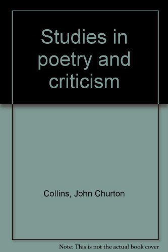 Studies in poetry and criticism (9780841409286) by Collins, John Churton